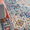 8’ x 10’ Ivory and Blue Floral Motifs Area Rug