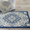 2’ x 3’ Ivory and Blue Medallion Scatter Rug