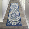 2’ x 8’ Ivory and Blue Medallion Runner Rug