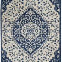 4’ x 6’ Ivory and Blue Medallion Area Rug