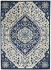 5’ x 7’ Ivory and Blue Medallion Area Rug