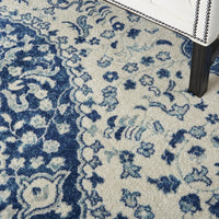 5’ x 7’ Ivory and Blue Medallion Area Rug