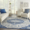 8’ x 10’ Ivory and Blue Medallion Area Rug