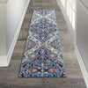 2’ x 8’ Blue and Ivory Persian Patterns Runner Rug