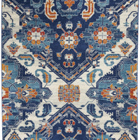 4’ x 6’ Blue and Ivory Persian Patterns Area Rug