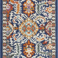 2’ x 8’ Blue and Gold Intricate Runner Rug