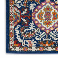 2’ x 8’ Blue and Gold Intricate Runner Rug