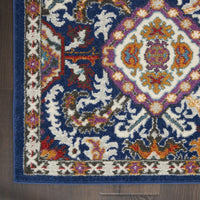 2’ x 8’ Blue and Gold Intricate Runner Rug