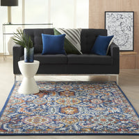 4’ x 6’ Blue and Gold Intricate Area Rug