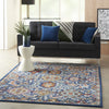 5’ x 7’ Blue and Gold Intricate Area Rug