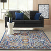 5’ x 7’ Blue and Gold Intricate Area Rug