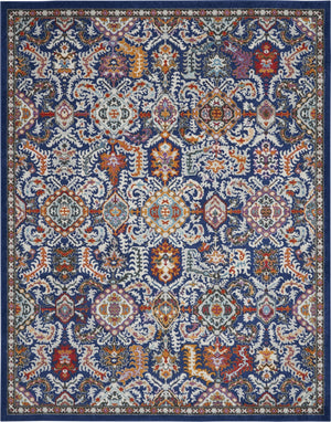 8’ x 10’ Blue and Gold Intricate Area Rug