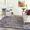 8’ x 10’ Blue and Gold Intricate Area Rug