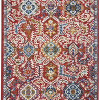 5’ x 7’ Red and Multicolor Decorative Area Rug