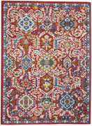 5’ x 7’ Red and Multicolor Decorative Area Rug