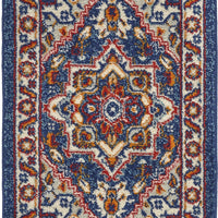 2’ x 3’ Blue and Ruby Medallion Scatter Rug