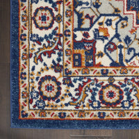 2’ x 3’ Blue and Ruby Medallion Scatter Rug