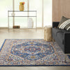 4’ x 6’ Blue and Ruby Medallion Area Rug