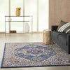 4’ x 6’ Blue and Ruby Medallion Area Rug