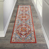 2’ x 8’ Red and Ivory Medallion Runner Rug