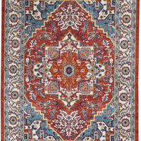 4’ x 6’ Red and Ivory Medallion Area Rug
