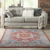 4’ x 6’ Red and Ivory Medallion Area Rug