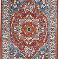 5’ x 7’ Red and Ivory Medallion Area Rug