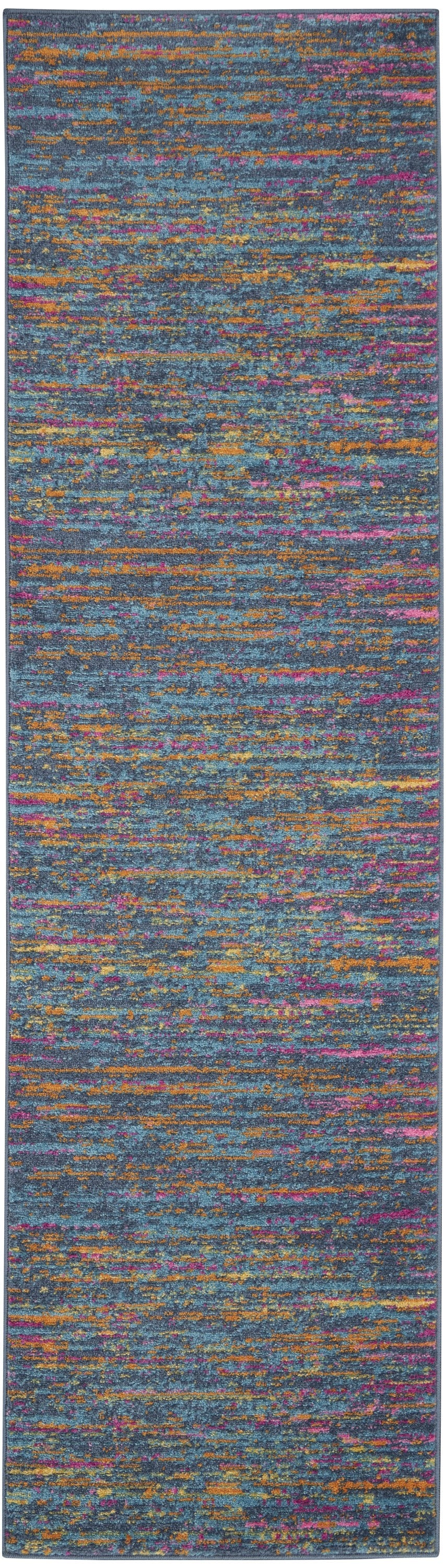 2’ x 6’ Blue Distressed Striations Runner Rug