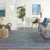 7’ x 10’ Blue Distressed Striations Area Rug