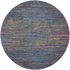 8’ Round Blue Distressed Striations Area Rug