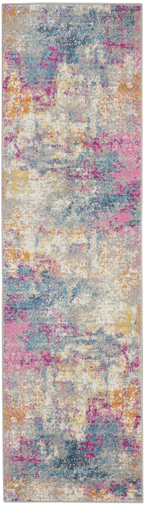 2’ x 6’ Ivory and Multi Abstract Runner Rug