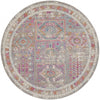 8’ Round Gray Distressed Ornamental Area Rug