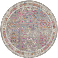 8’ Round Gray Distressed Ornamental Area Rug