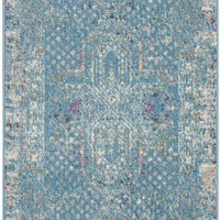 2’ x 10’ Blue Distressed Medallion Runner Rug