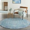 4’ Round Blue Distressed Medallion Area Rug