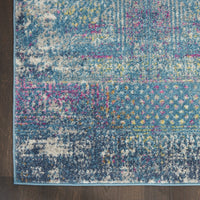 5’ x 7’ Blue Distressed Medallion Area Rug