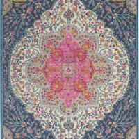 4’ x 6’ Blue and Pink Medallion Area Rug