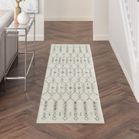 2’ x 8’ Ivory and Gray Geometric Runner Rug