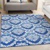 4’ x 6’ Blue and Ivory Damask Area Rug