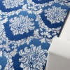 5’ x 7’ Blue and Ivory Damask Area Rug