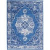 5’ x 7’ Navy Blue and Ivory Persian Medallion Area Rug