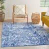 5’ x 7’ Ivory and Navy Abstract Grids Area Rug