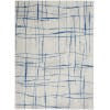 4’ x 6’ Ivory and Blue Irregular Grids Area Rug