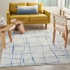 4’ x 6’ Ivory and Blue Irregular Grids Area Rug