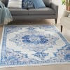 5’ x 7’ Ivory and Blue Medallion Area Rug