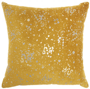 Mustard and Silver Throw Pillow