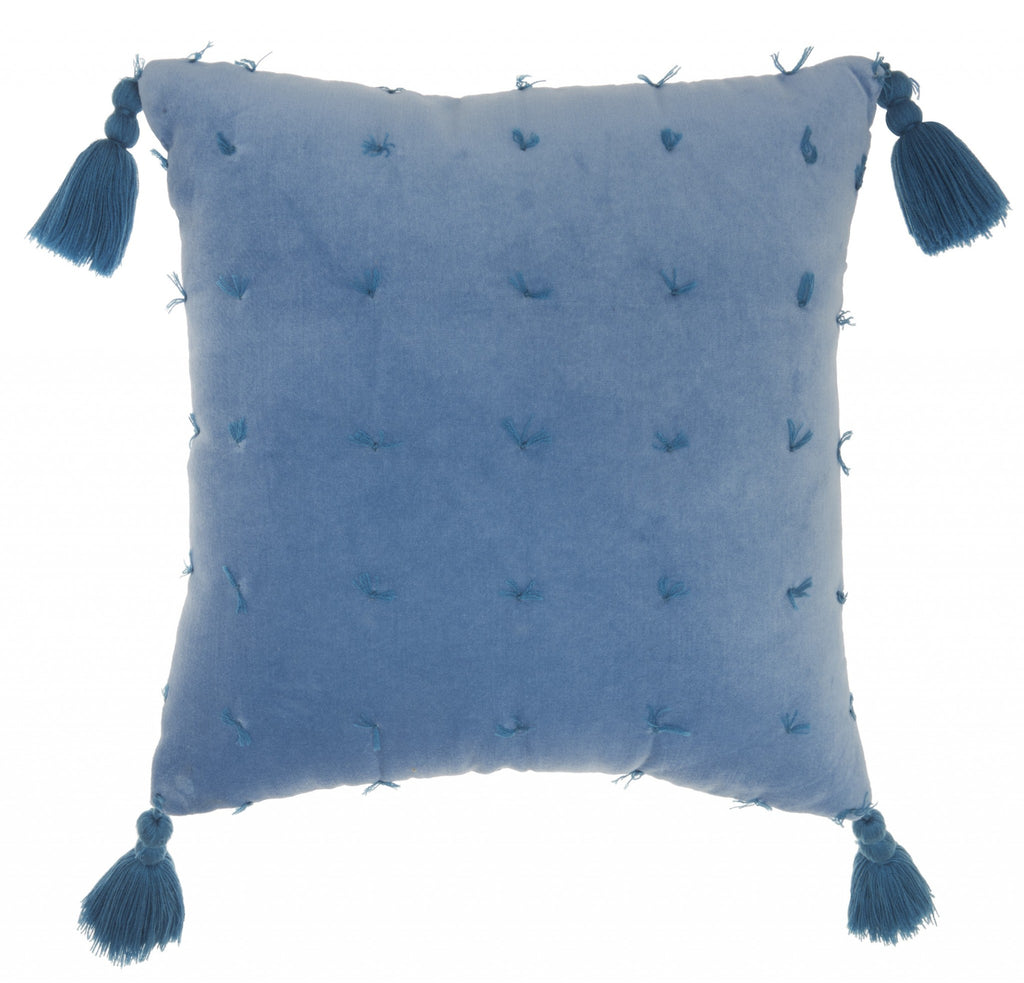 Blue Thread Detailed Throw Pillow