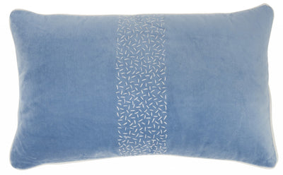 Blue Lumbar Pillow with Center Pattern