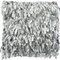 Shiny Gray Shaggy Throw Pillow