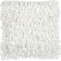 Shiny White Shaggy Throw Pillow